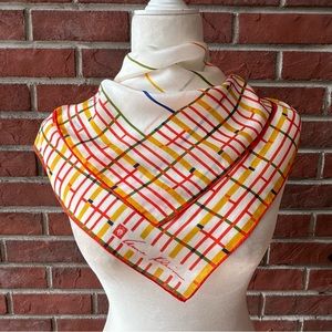 •Anne Klein for Robinson & Golluber Vintage 70’sSilk geometric scarf Hand Rolled